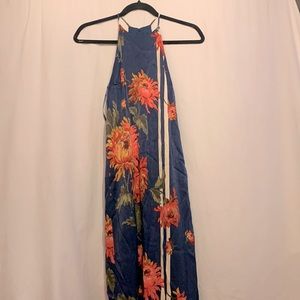 Zara floral dress with white stripes down the side